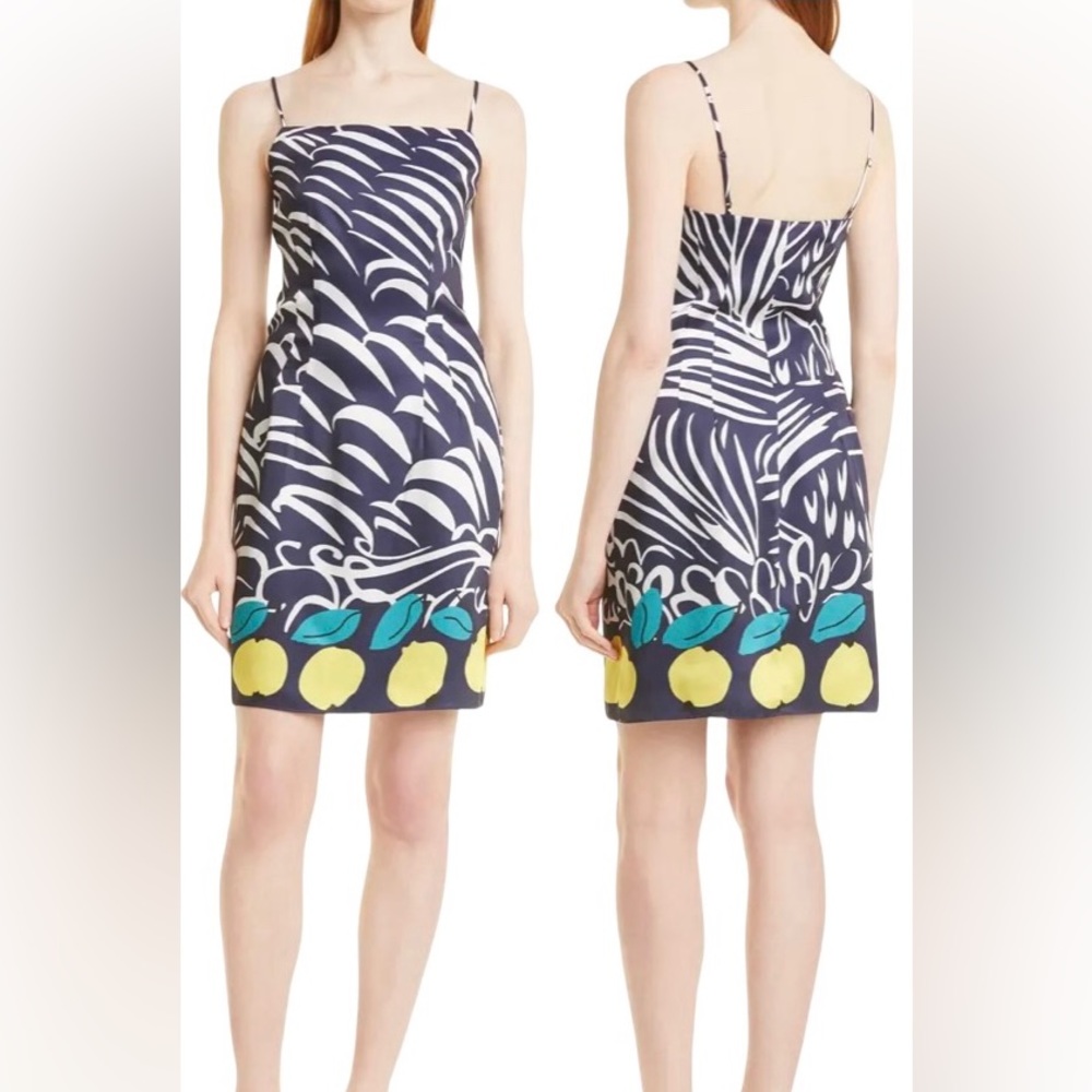 NWT STAUD lemon navy citrus mini dress